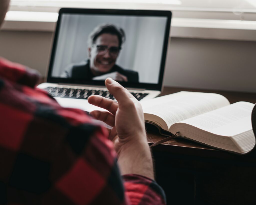 telehealth therapy session talking to counselor