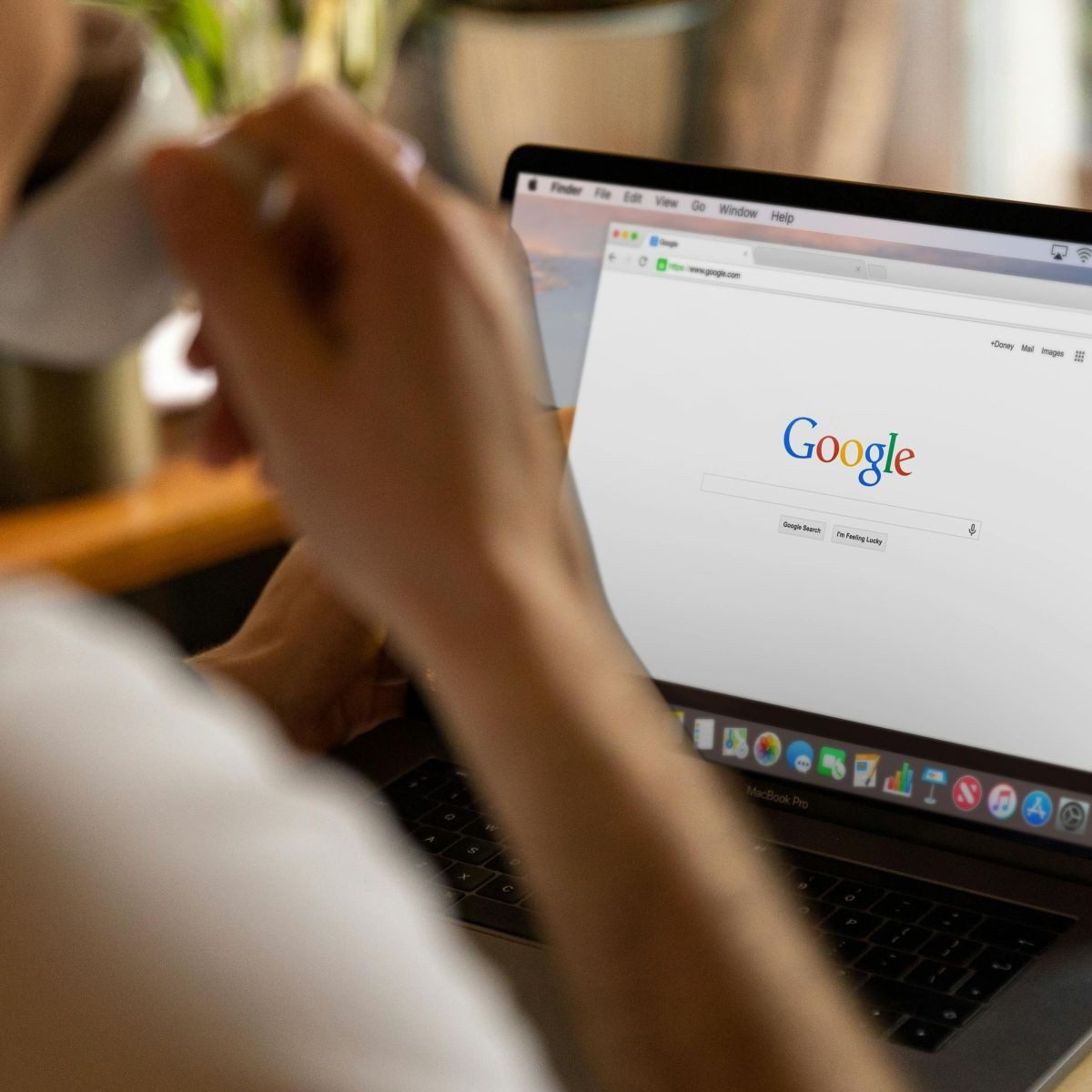 Google search page on laptop computer