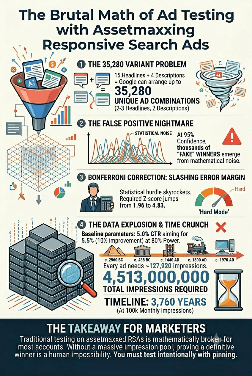 google ads rsa testing statistical significance math infographic
